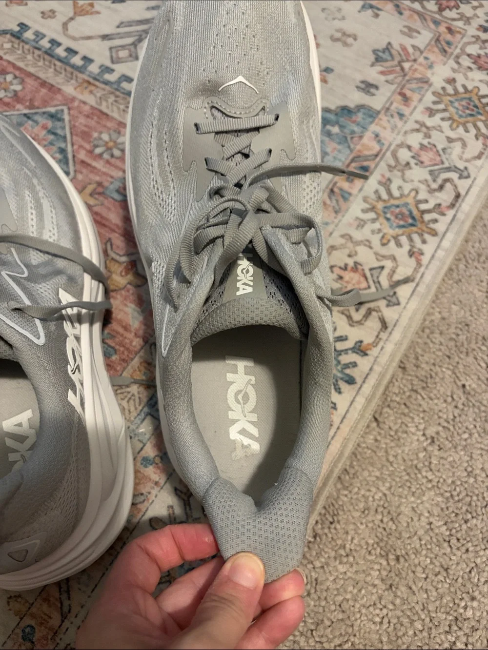 HOKA Clifton 10 Men’s Gray Running Shoes Athletic Sneakers size 12 2E